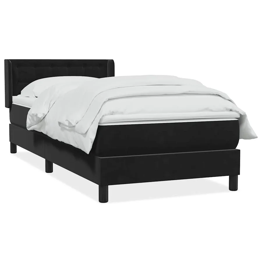 Sommier à lattes de lit avec matelas noir 90x210 cm velours - 2