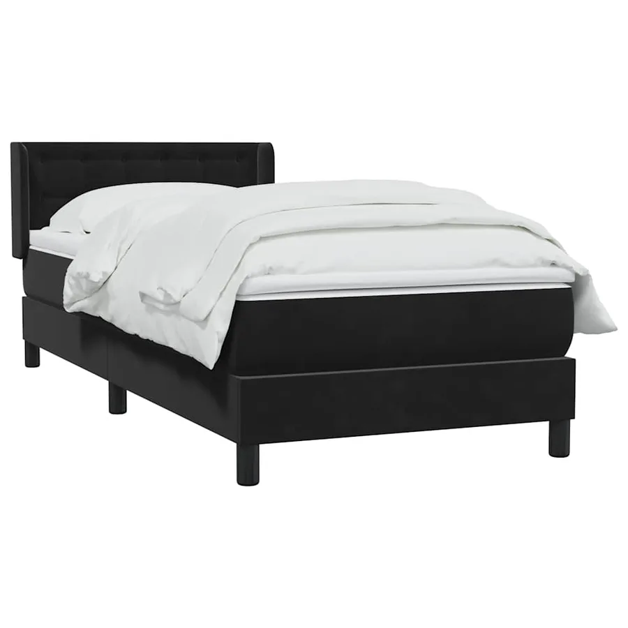 Sommier à lattes de lit avec matelas noir 90x210 cm velours - 3