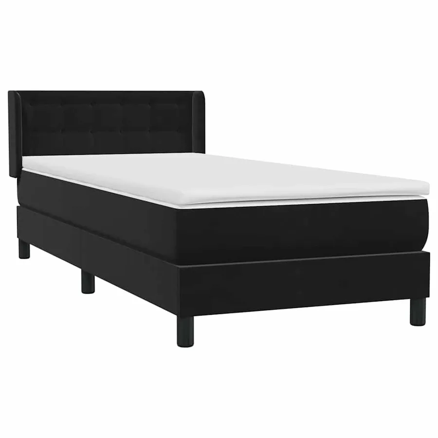 Sommier à lattes de lit avec matelas noir 90x210 cm velours - 4