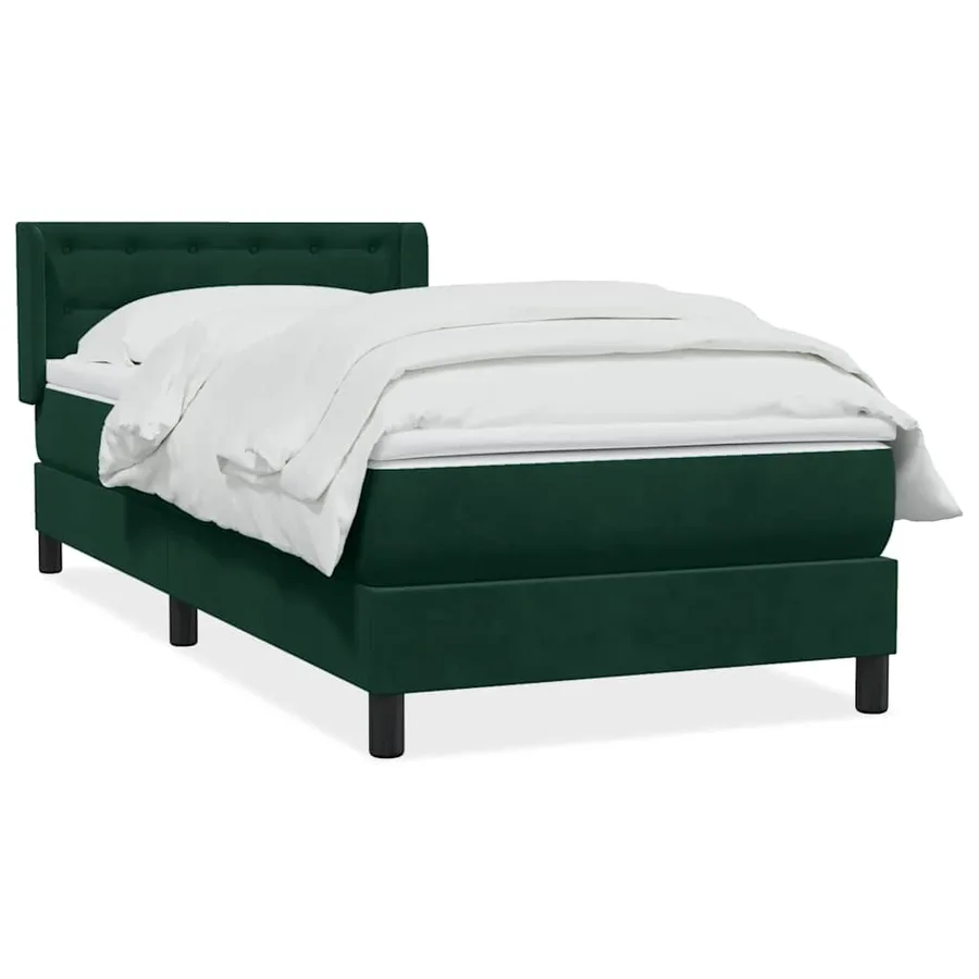 Sommier à lattes de lit et matelas vert foncé 90x220 cm velours - 2
