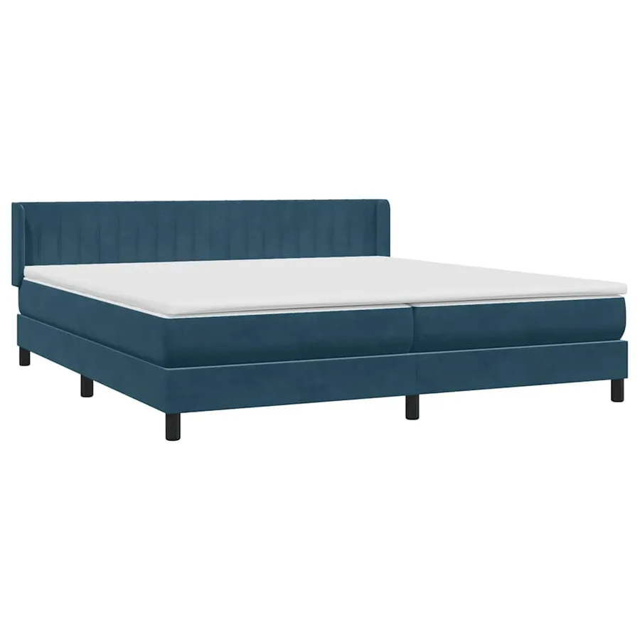 Sommier à lattes de lit et matelas bleu foncé 180x210cm velours - 4