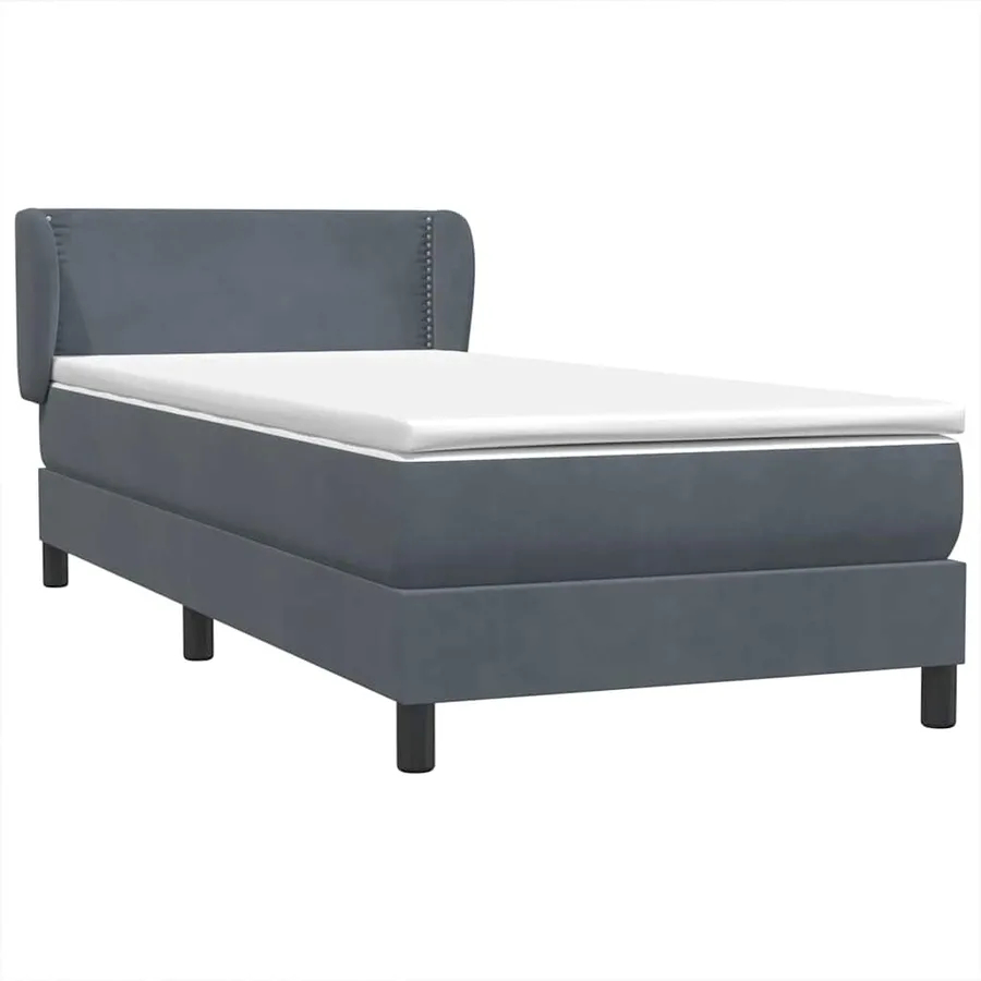 Sommier à lattes de lit et matelas gris foncé 100x210cm velours - 4
