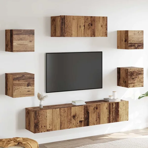 Ensemble de meuble TV mural 5 pcs vieux bois