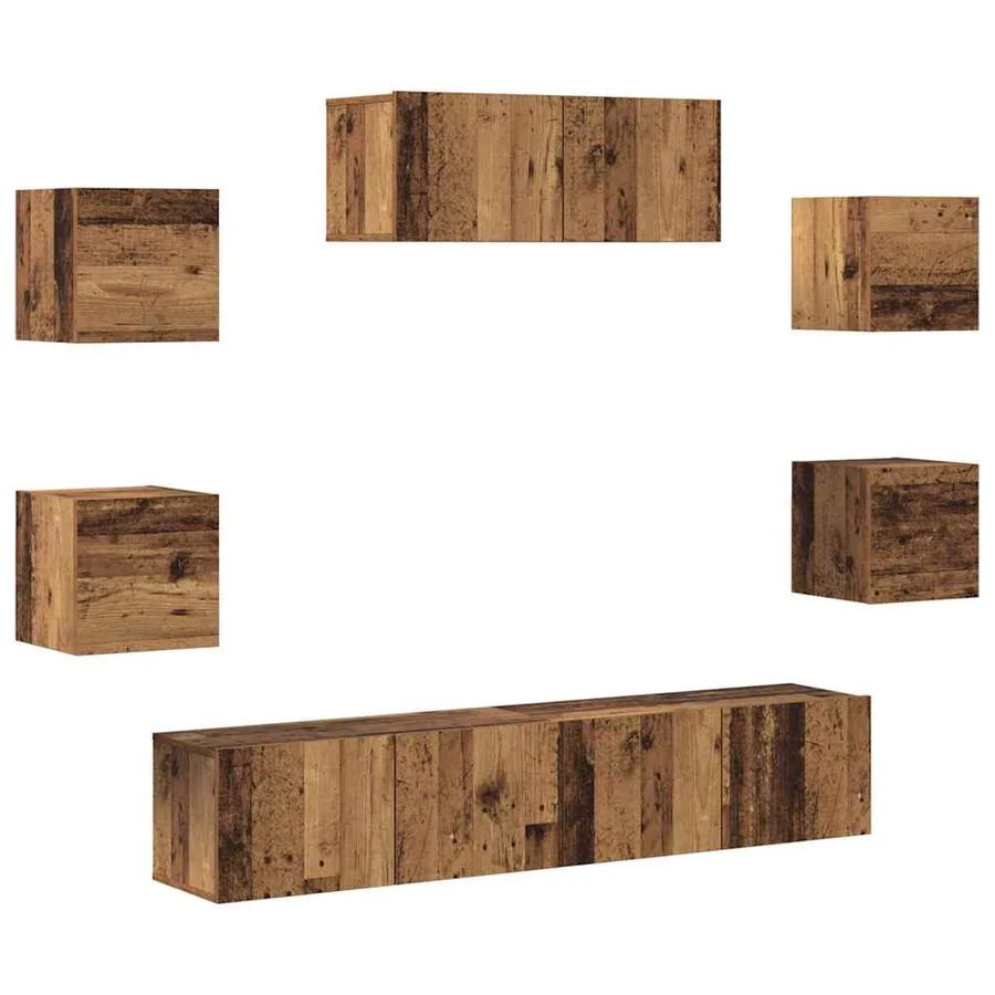 Ensemble de meuble TV mural 5 pcs vieux bois - 2