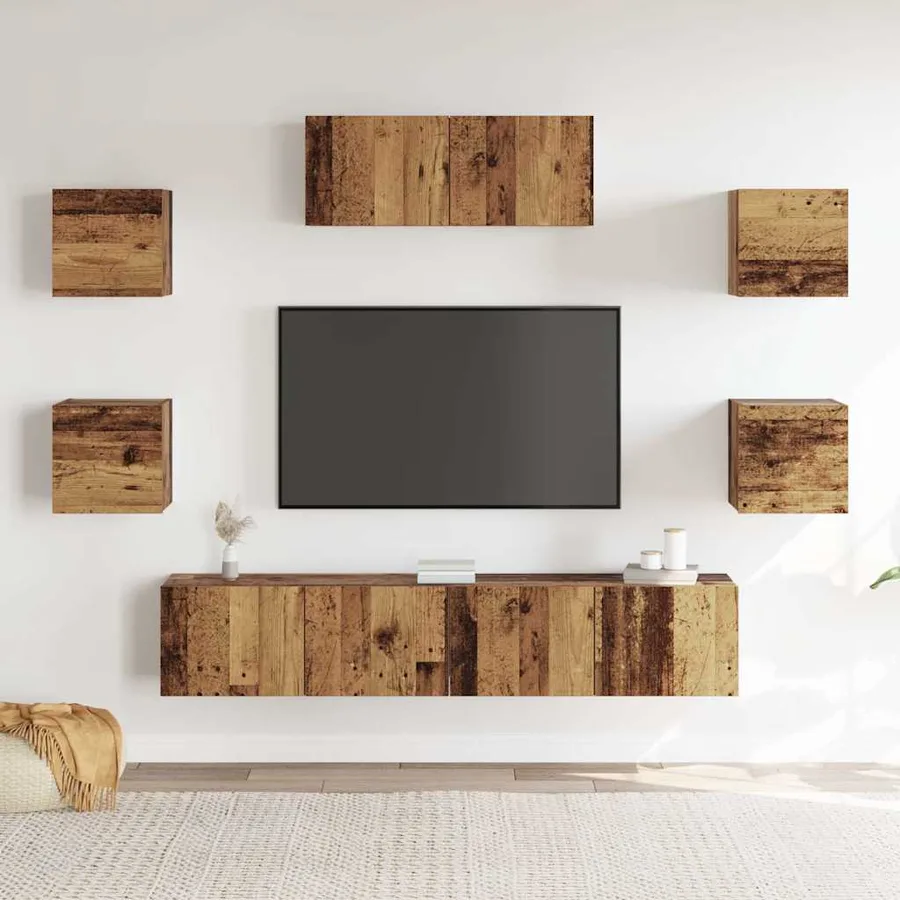 Ensemble de meuble TV mural 5 pcs vieux bois - 3