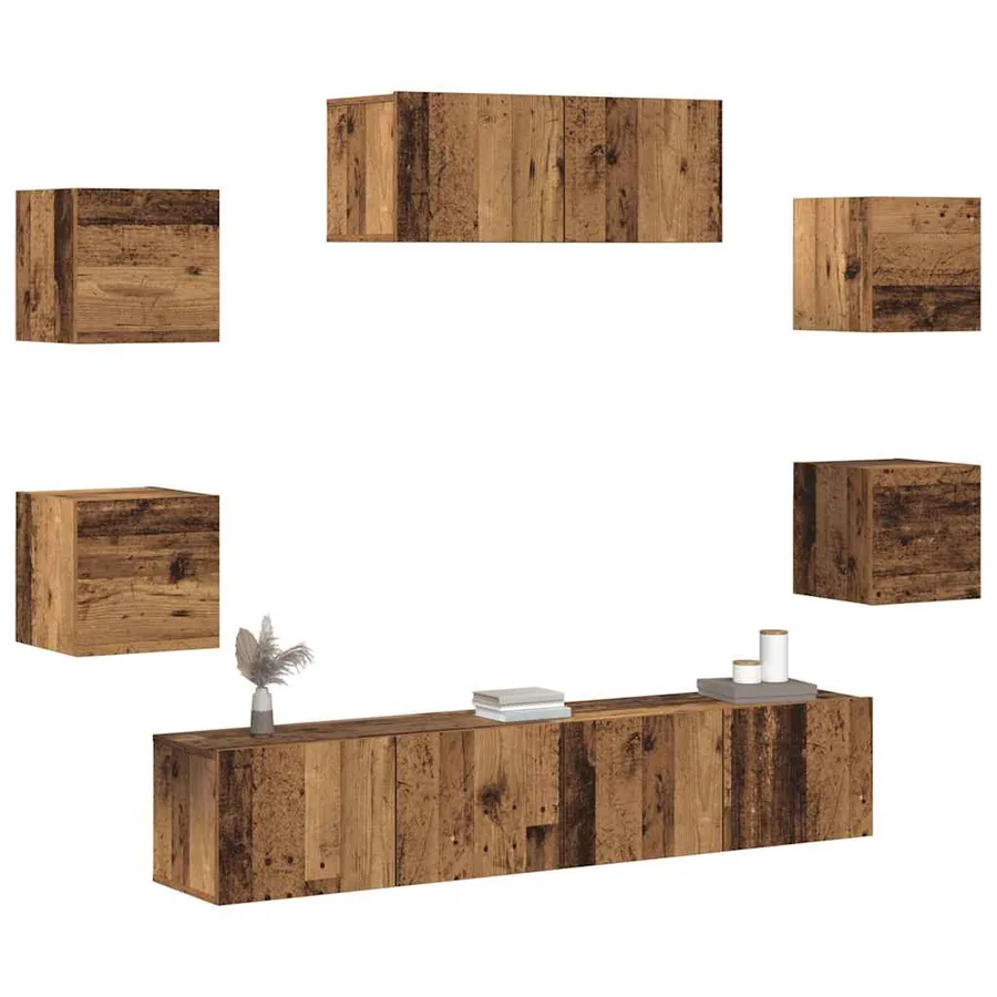Ensemble de meuble TV mural 5 pcs vieux bois - 4
