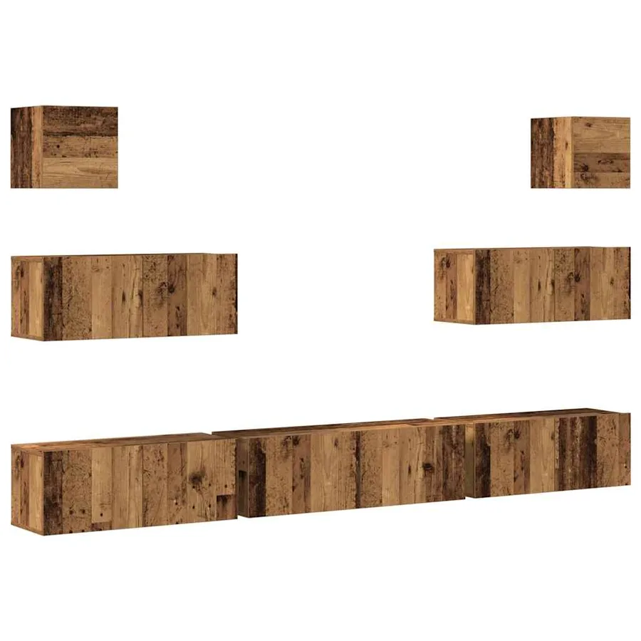Ensemble de meuble TV mural 7 pcs vieux bois bois d'ingénierie - 2