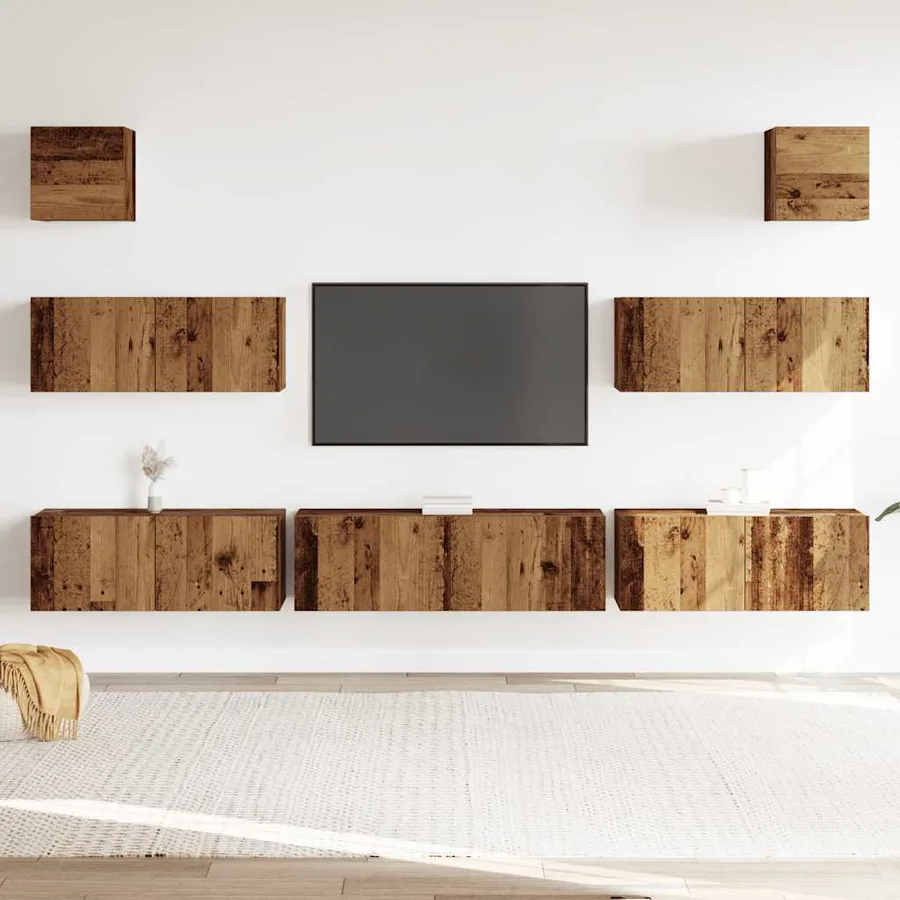 Ensemble de meuble TV mural 7 pcs vieux bois bois d'ingénierie - 3