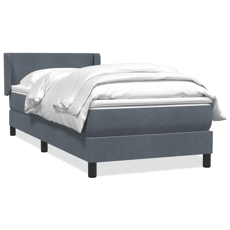 Sommier à lattes de lit et matelas gris foncé 100x210cm velours - 2