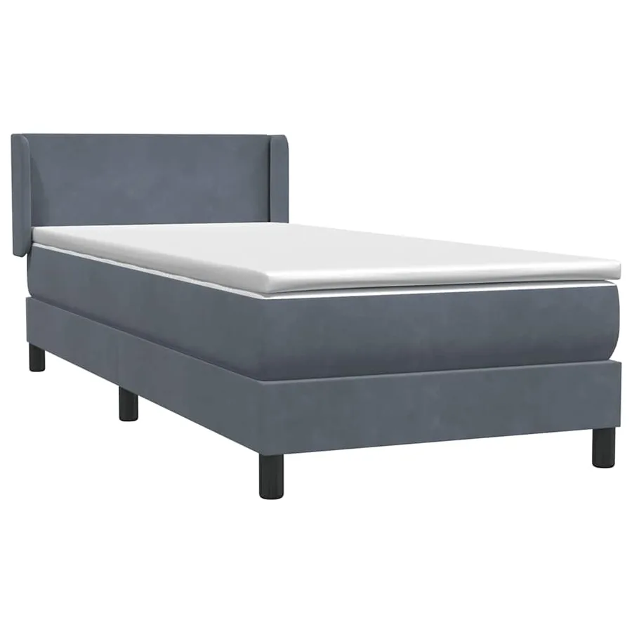 Sommier à lattes de lit et matelas gris foncé 100x210cm velours - 4