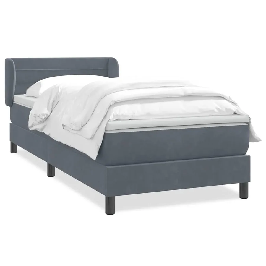 Sommier à lattes de lit et matelas gris foncé 100x210cm velours - 2