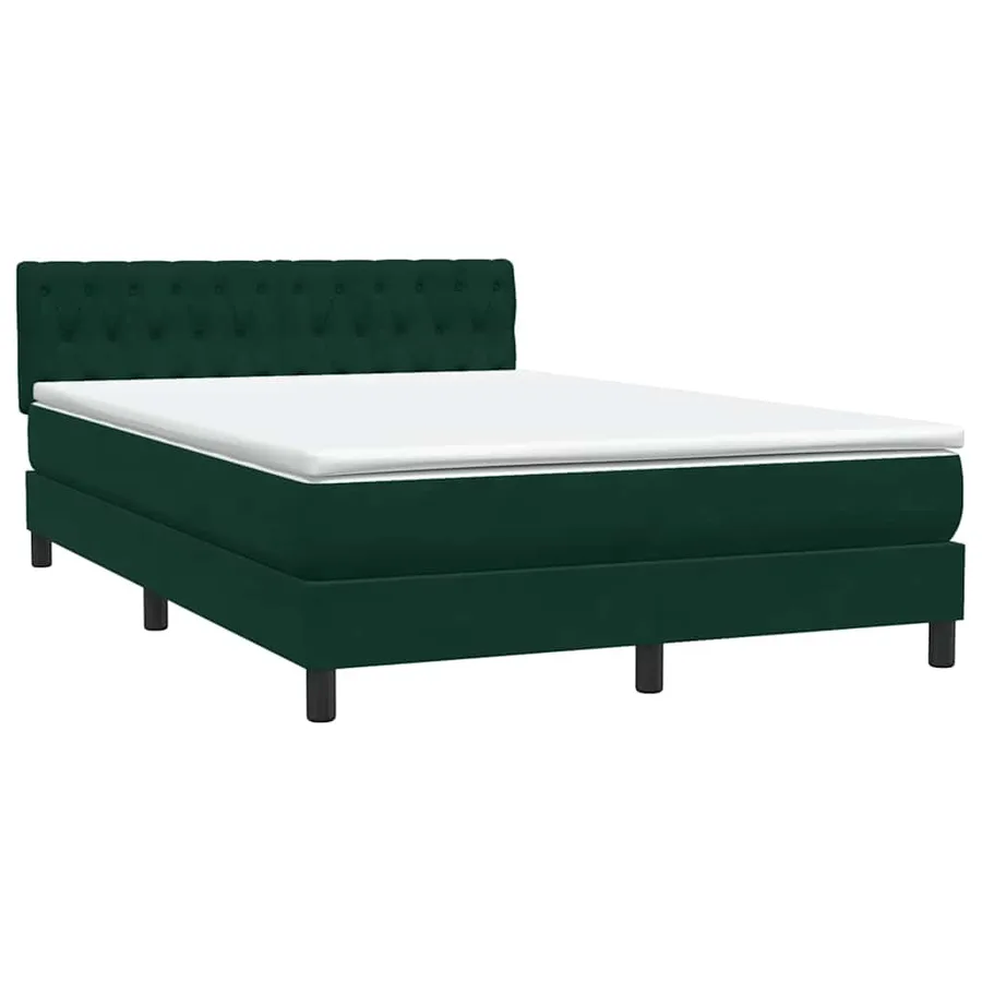 Sommier à lattes de lit et matelas et LED vert foncé 160x210cm velours - 5