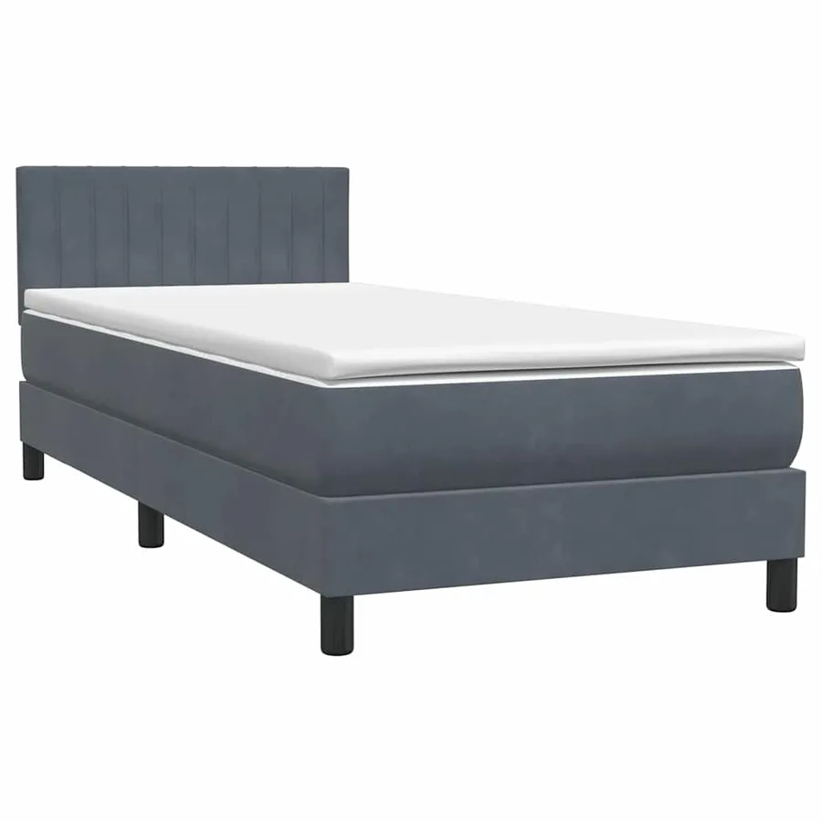 Sommier à lattes de lit et matelas et LED gris foncé 100x210cm velours - 5