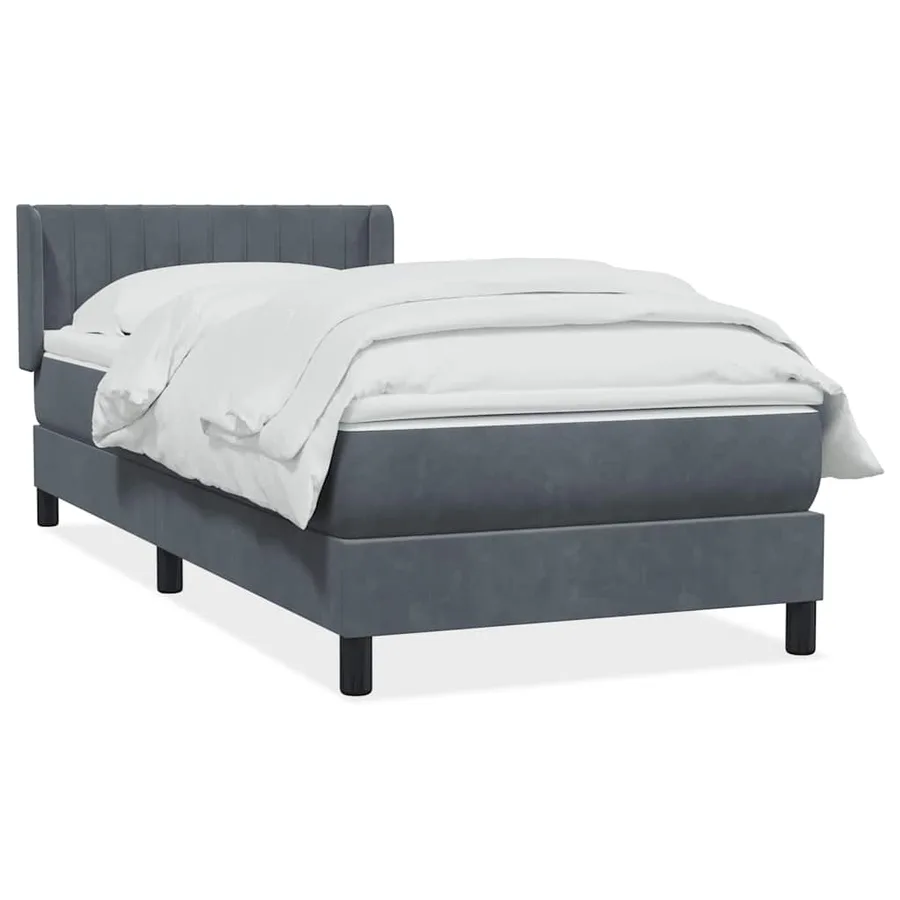 Sommier à lattes de lit et matelas gris foncé 100x210cm velours - 2