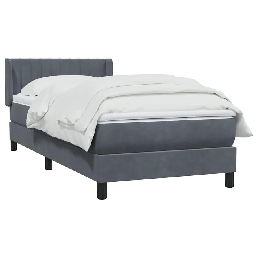 Sommier à lattes de lit et matelas gris foncé 100x210cm velours - 3