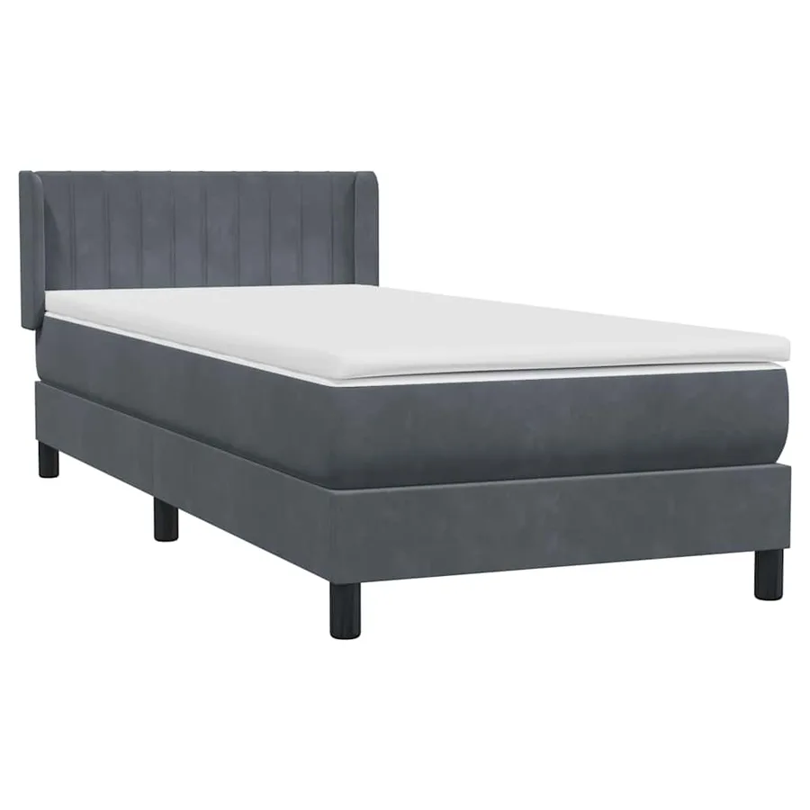 Sommier à lattes de lit et matelas gris foncé 100x210cm velours - 4