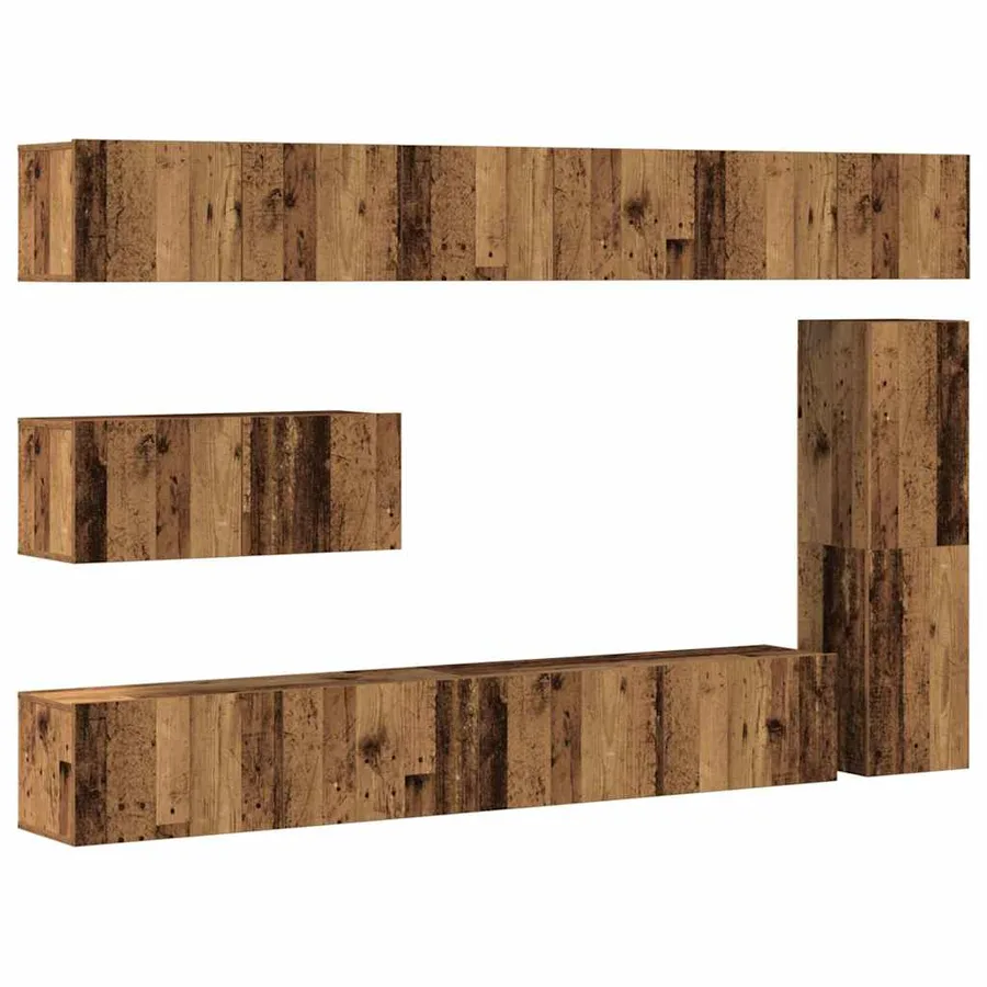 Ensemble de meuble TV mural 7 pcs vieux bois bois d'ingénierie - 2