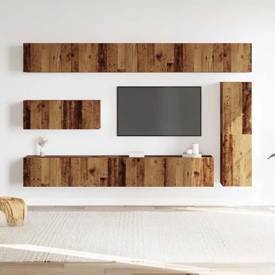 Ensemble de meuble TV mural 7 pcs vieux bois bois d'ingénierie - 3