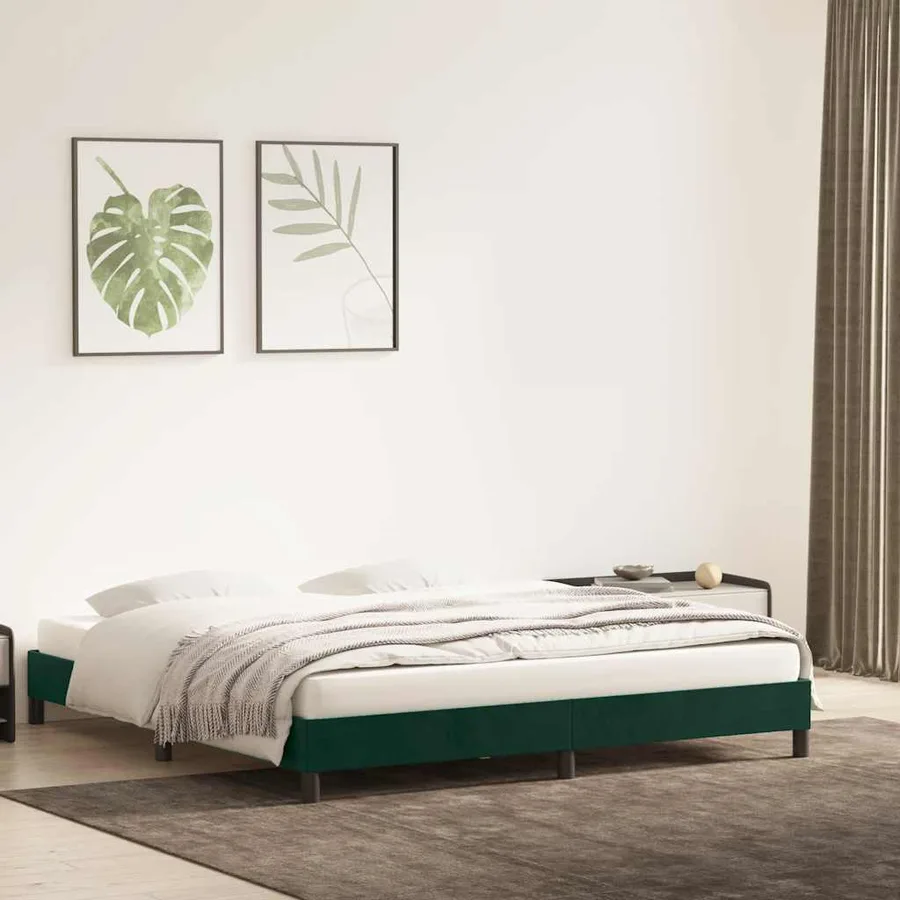 Cadre de lit sans matelas vert foncé 200x210 cm velours - 3