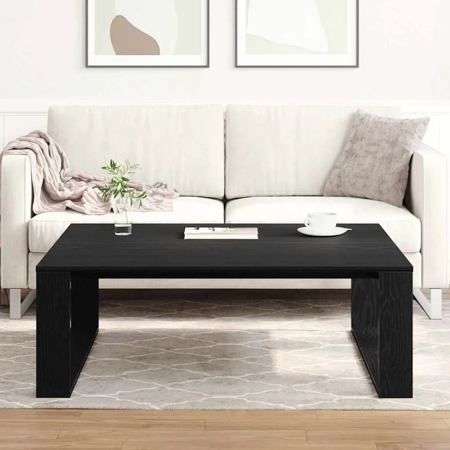 Table basse Chêne noir 100 x 100 x 35 cm Bois d'ingénierie - 4