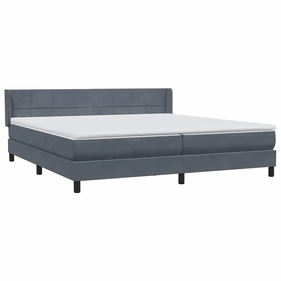 Sommier à lattes de lit et matelas gris foncé 180x210cm velours - 4