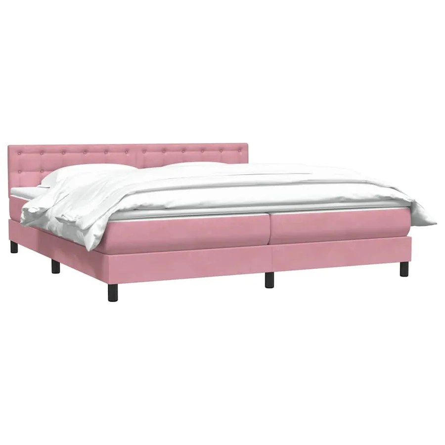 Sommier à lattes de lit avec matelas rose 180x210 cm velours - 3
