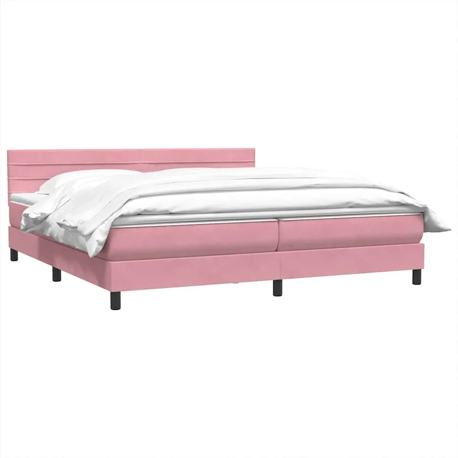 Sommier à lattes de lit avec matelas rose 180x210 cm velours - 3