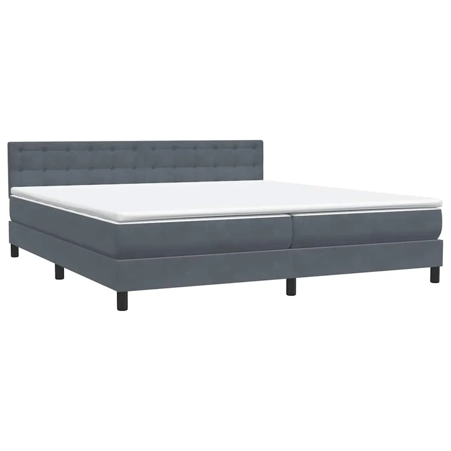Sommier à lattes de lit et matelas gris foncé 180x210cm velours - 4