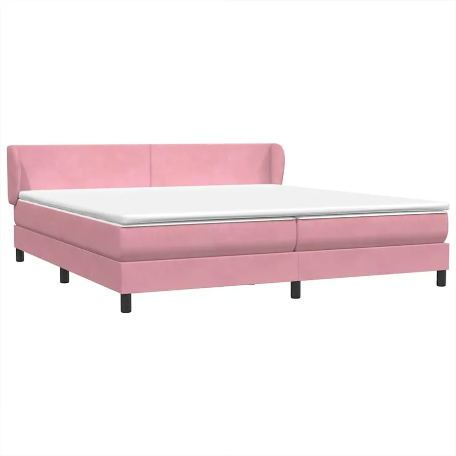 Sommier à lattes de lit avec matelas rose 180x210 cm velours - 2