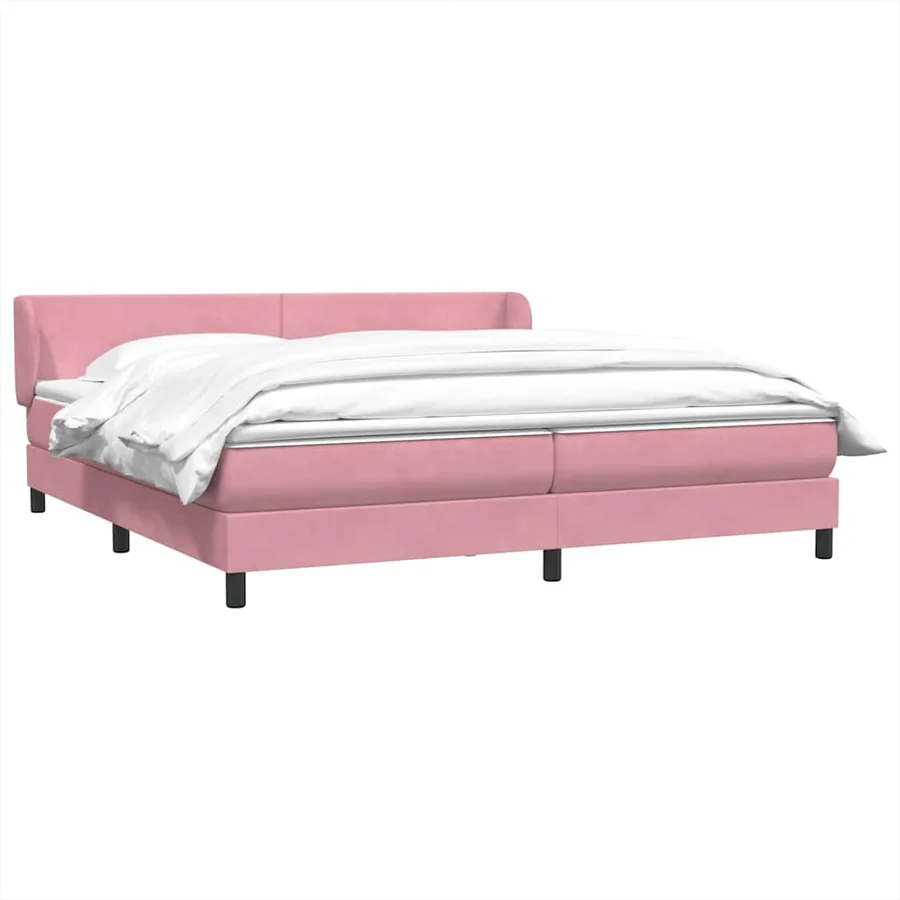 Sommier à lattes de lit avec matelas rose 180x210 cm velours - 4