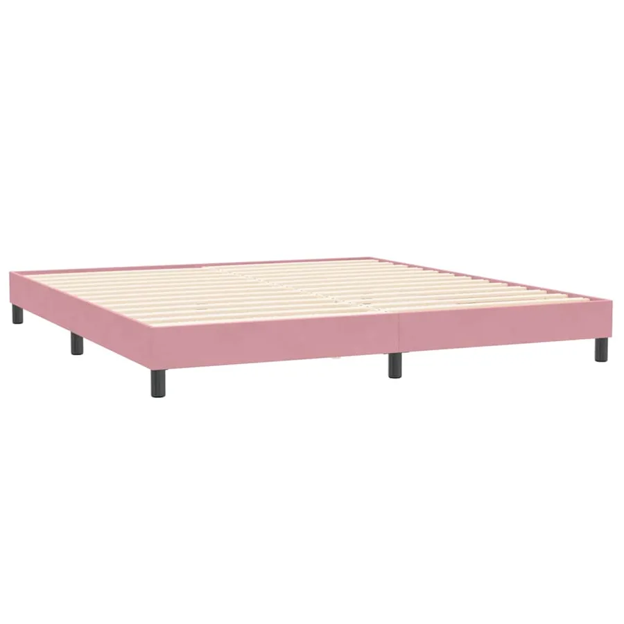 Sommier à lattes de lit avec matelas rose 180x210 cm velours - 5