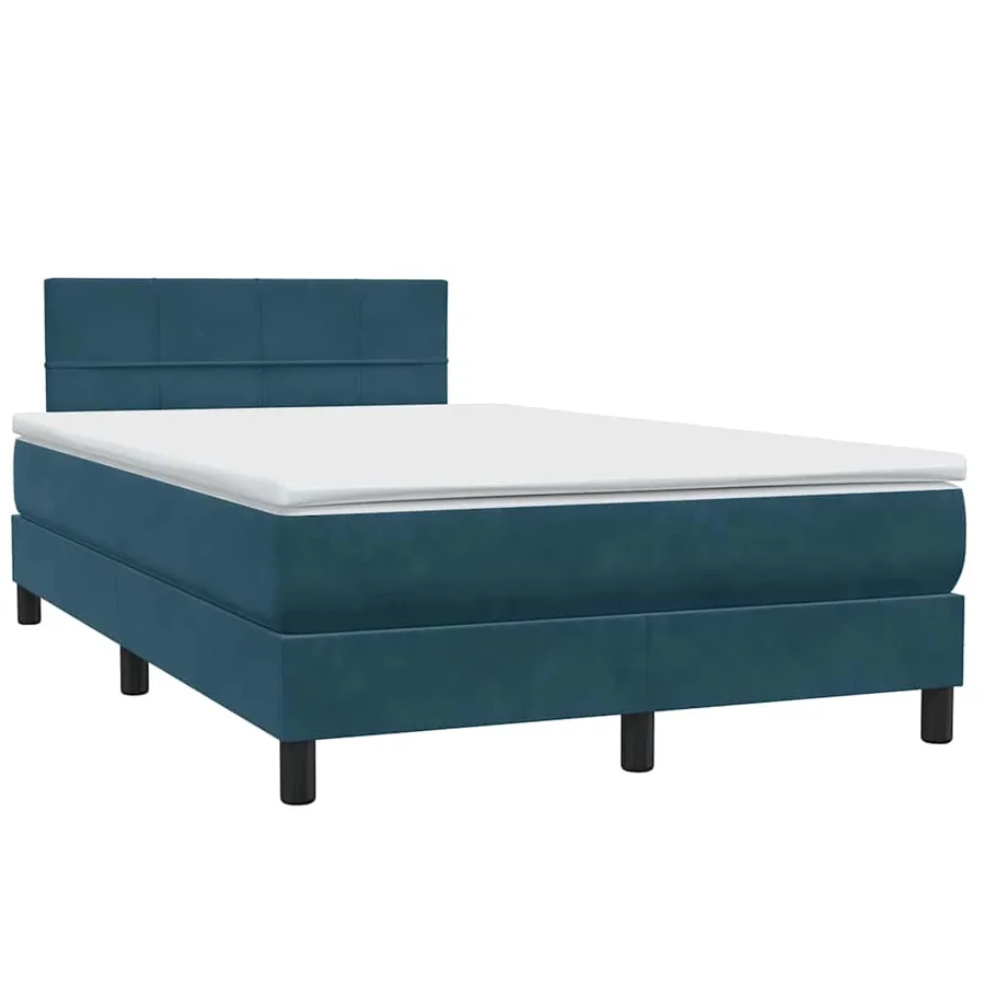 Sommier à lattes de lit et matelas et LED bleu foncé 120x210cm velours - 5