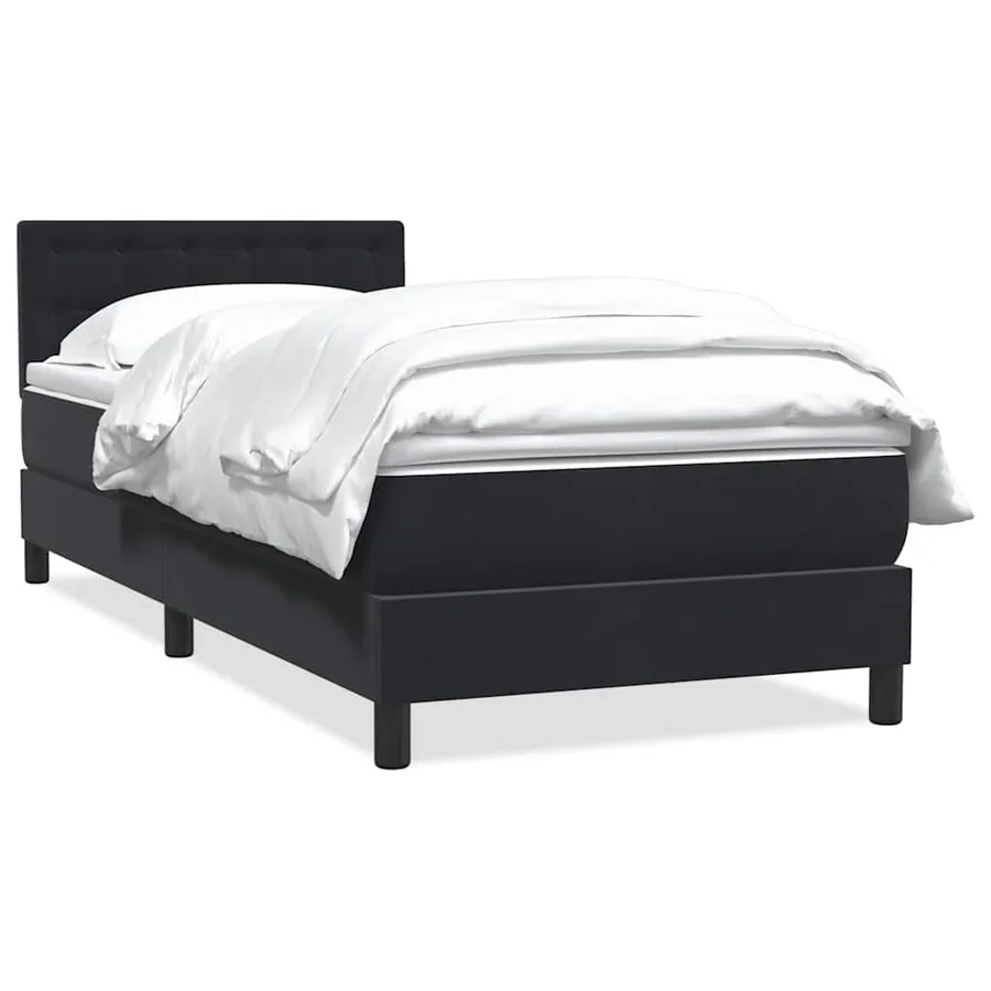 Sommier à lattes de lit avec matelas noir 90x220 cm velours - 2