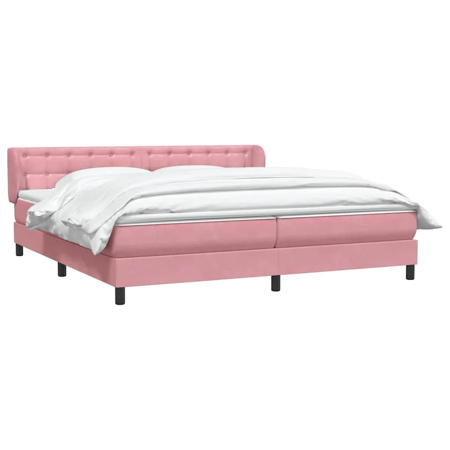 Sommier à lattes de lit avec matelas rose 180x210 cm velours - 3