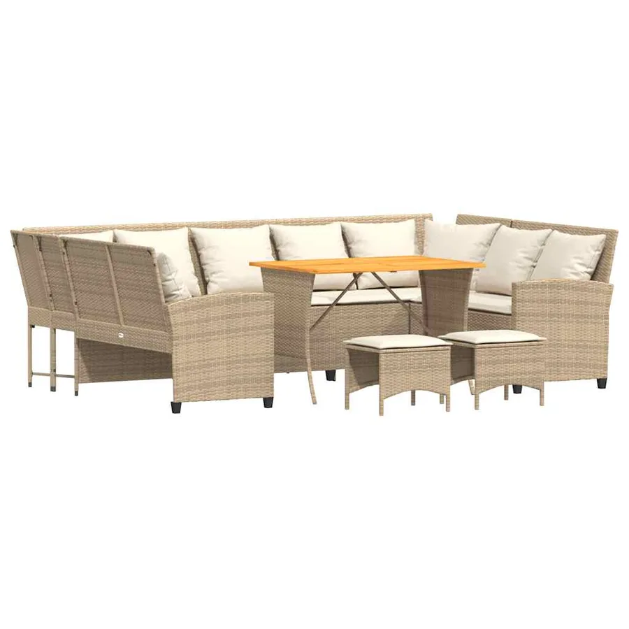 Salon de jardin avec coussins 4 pcs beige résine tressée - 2