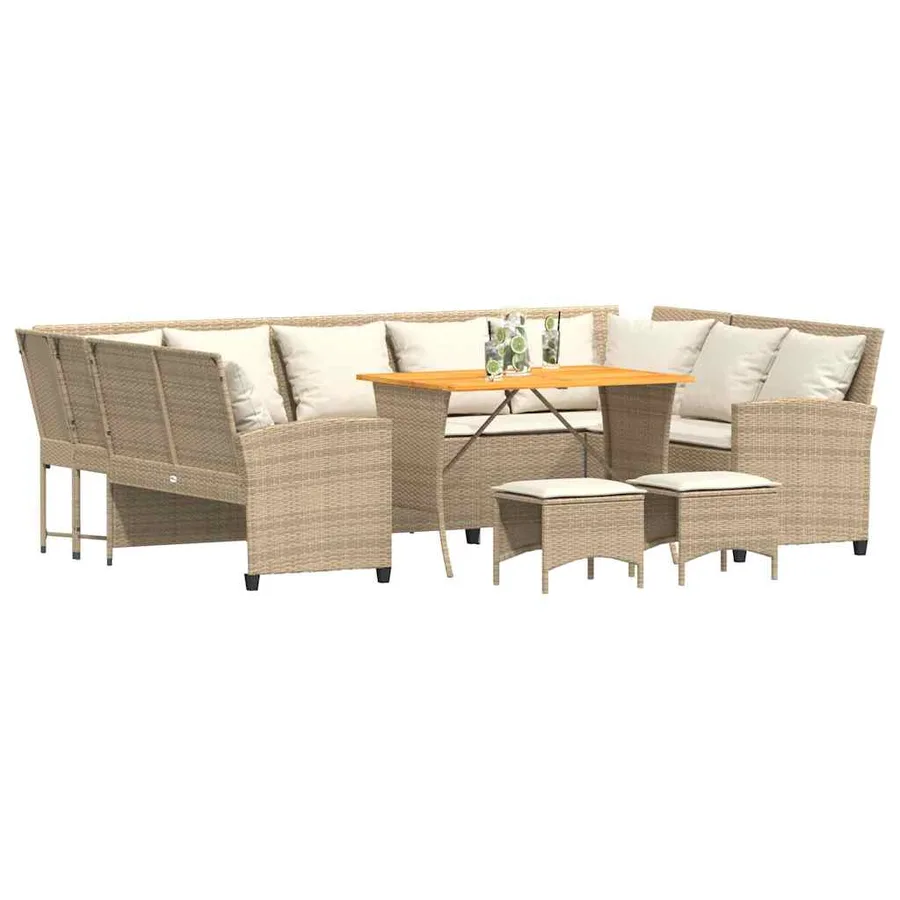Salon de jardin avec coussins 4 pcs beige résine tressée - 4