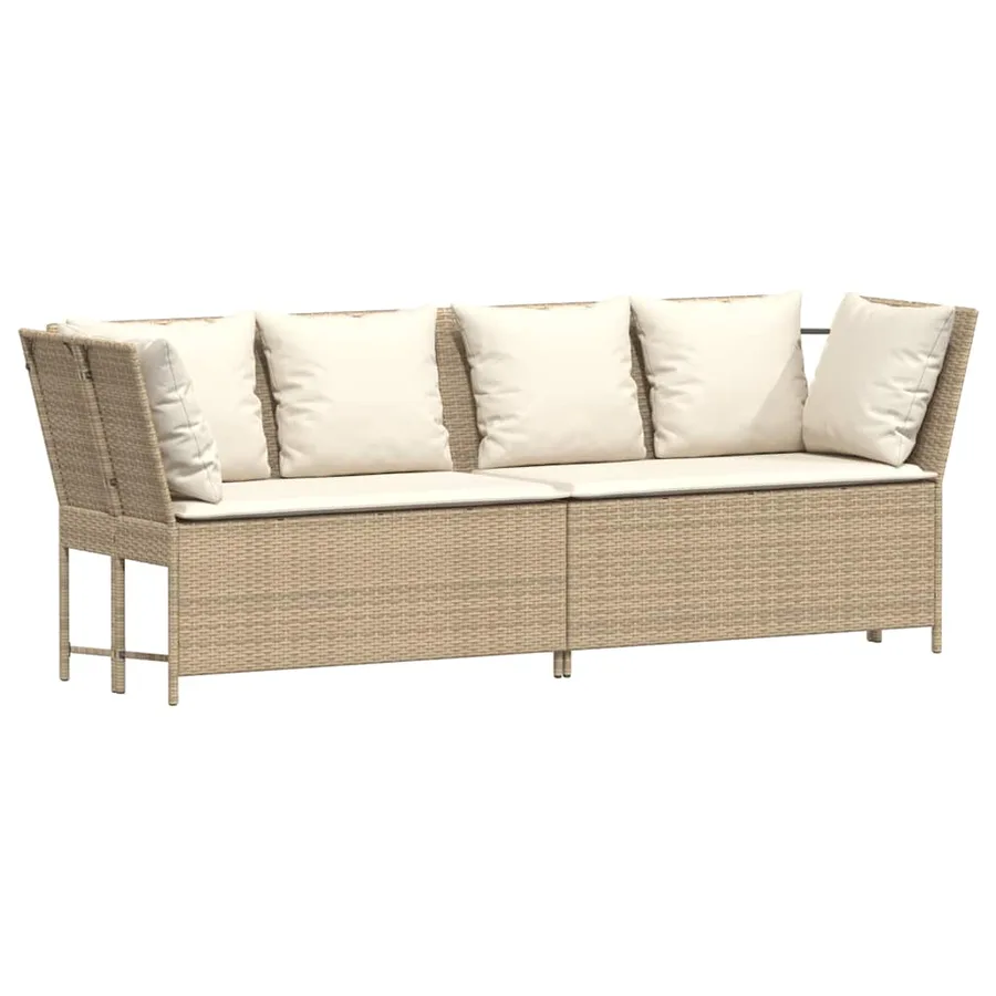Salon de jardin avec coussins 4 pcs beige résine tressée - 5