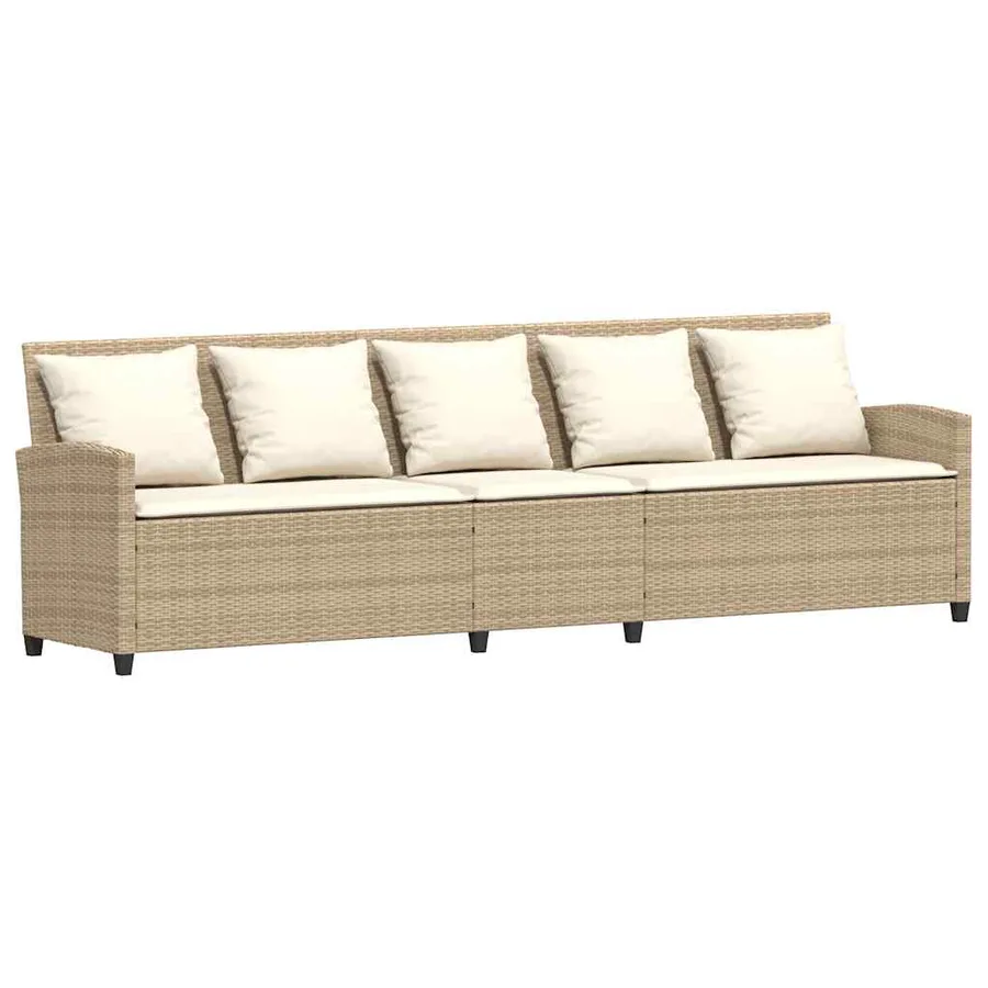 Salon de jardin avec coussins 4 pcs beige résine tressée - 6
