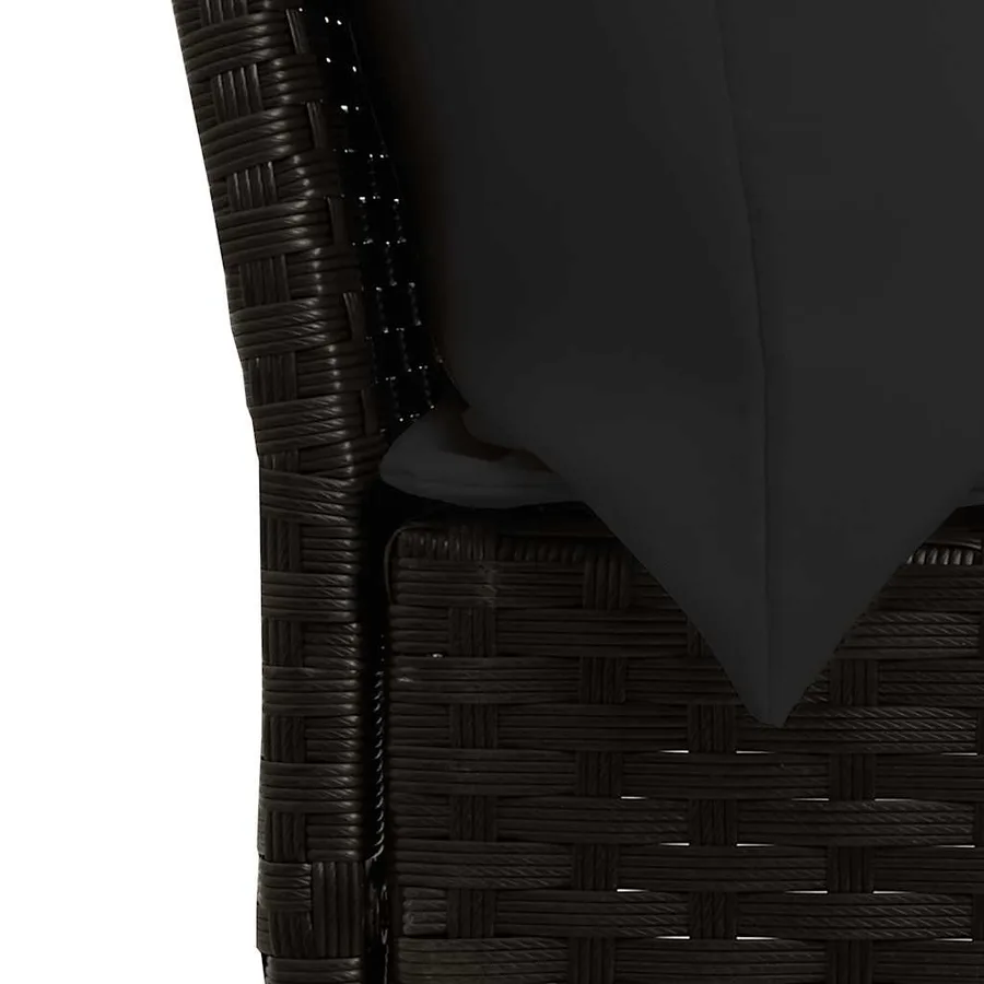 Salon de jardin 3 pcs avec coussins noir résine tressée - 10
