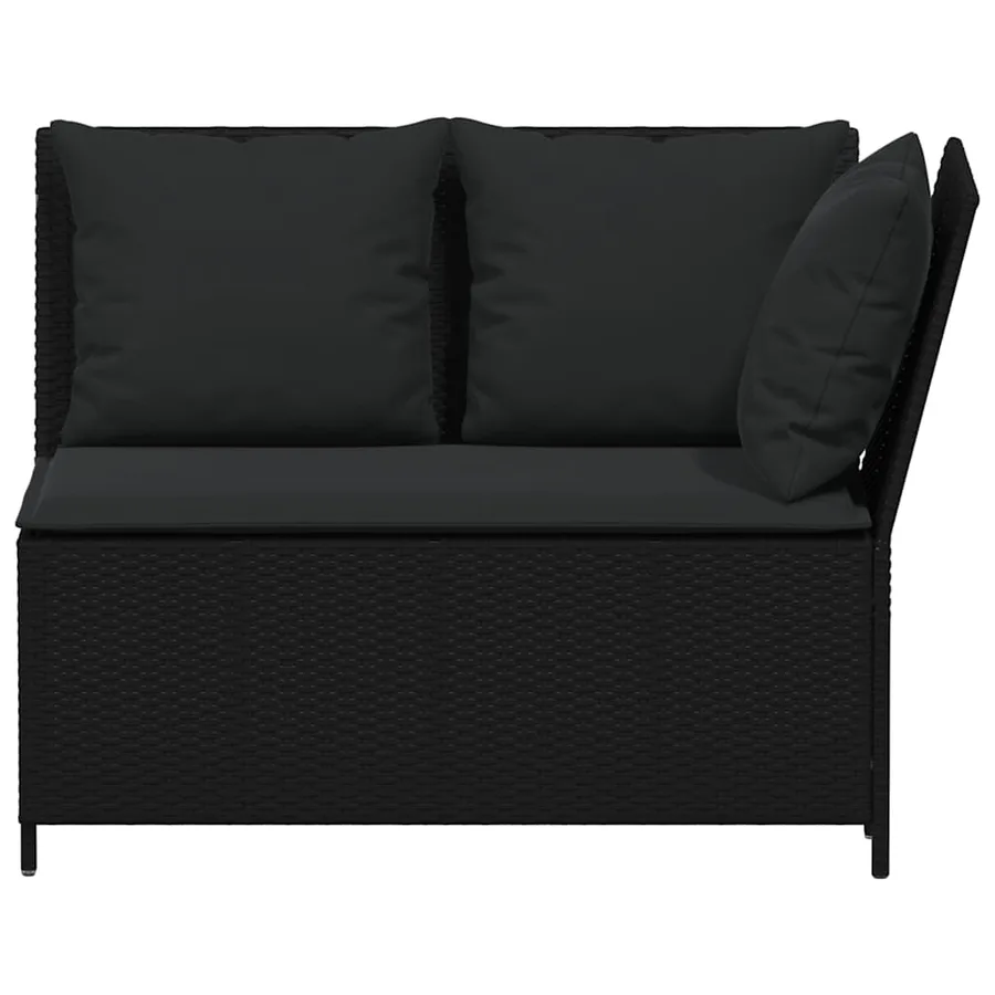 Salon de jardin 3 pcs avec coussins noir résine tressée - 7