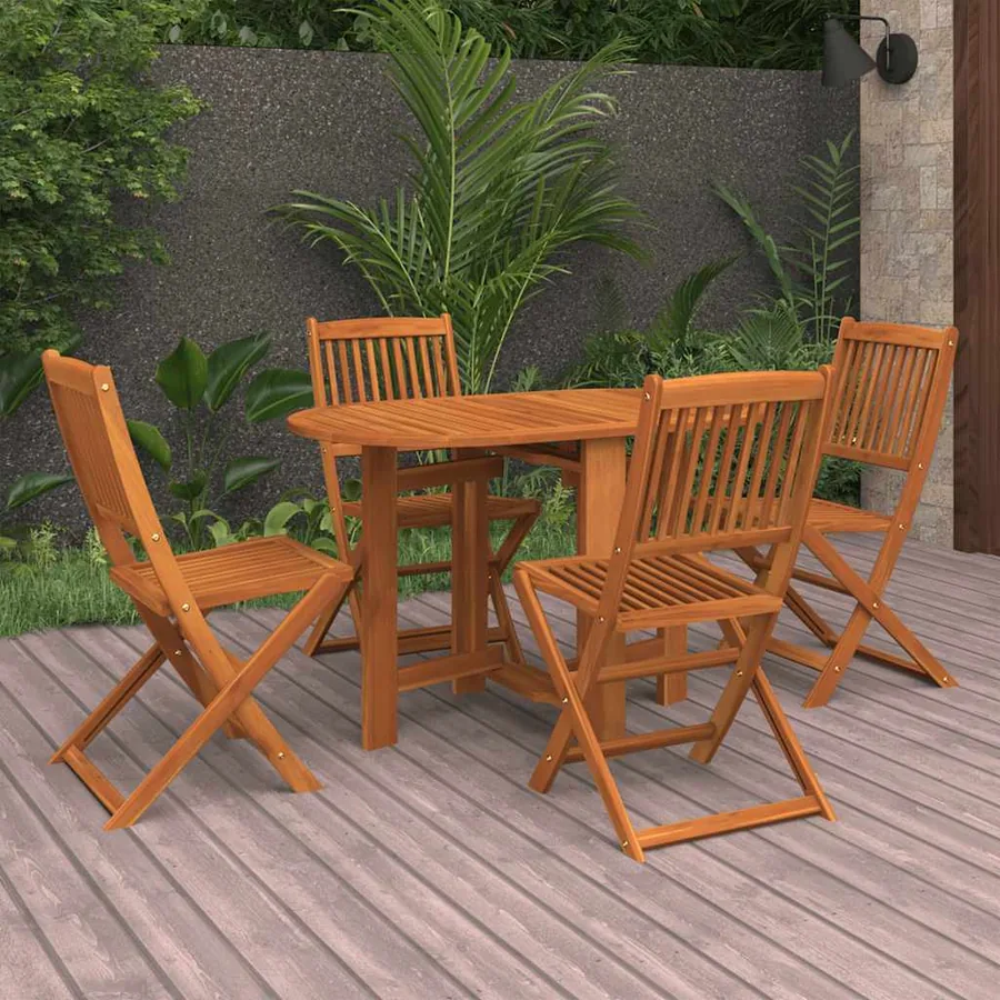 Ensemble de salle à manger de jardin 5 pcs en bois d'acacia massif