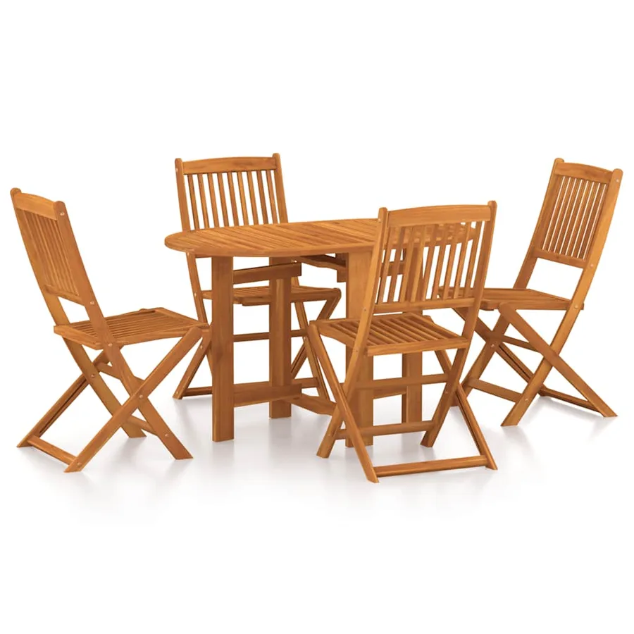 Ensemble de salle à manger de jardin 5 pcs en bois d'acacia massif - 2