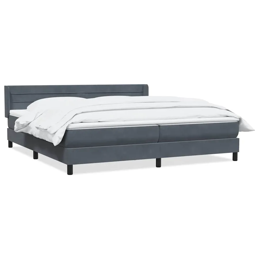 Sommier à lattes de lit et matelas gris foncé 180x210cm velours - 2
