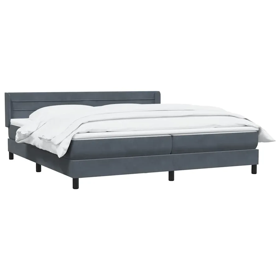 Sommier à lattes de lit et matelas gris foncé 180x210cm velours - 3