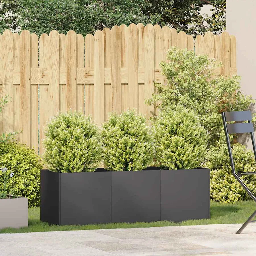 Jardinière Noir 120x40x40 cm Acier laminé à froid - 3