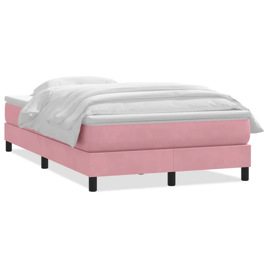 Sommier à lattes de lit avec matelas rose 120x210 cm velours - 2