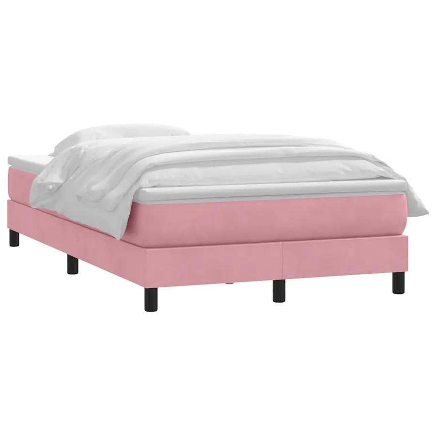 Sommier à lattes de lit avec matelas rose 120x210 cm velours - 3