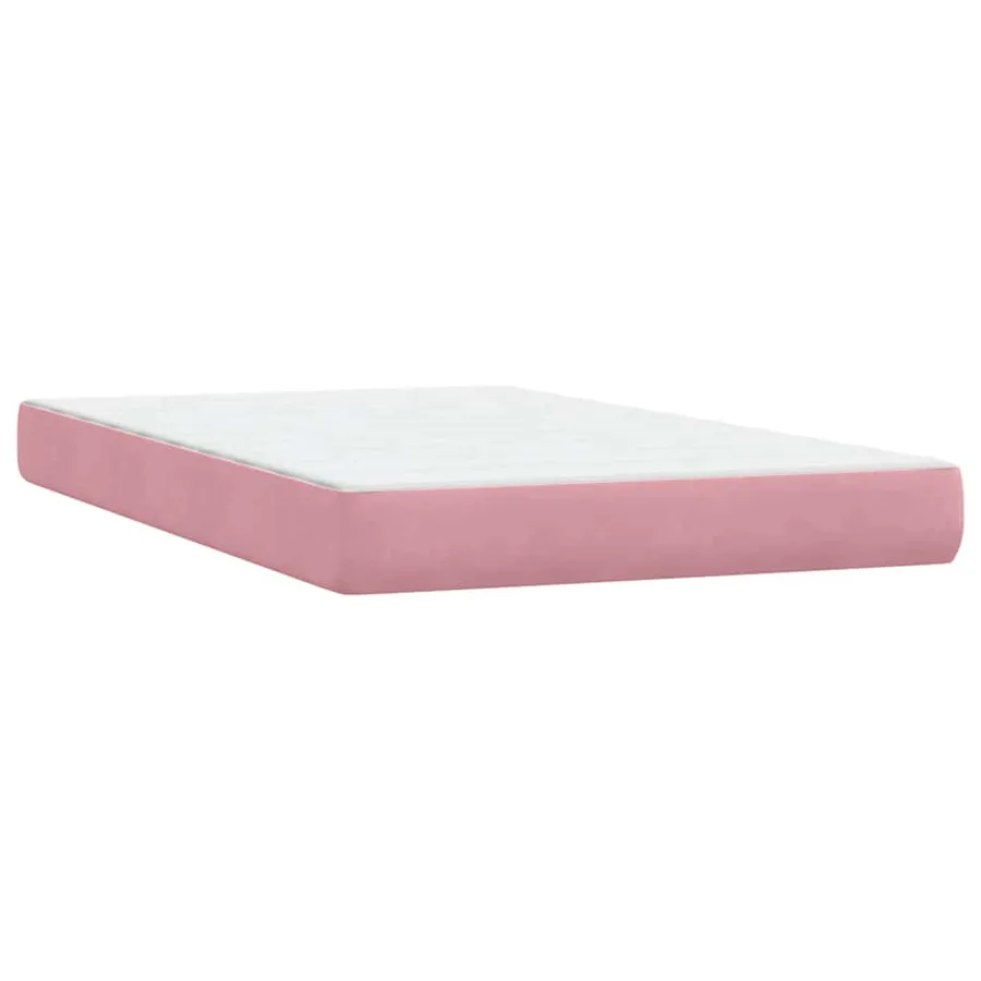 Sommier à lattes de lit avec matelas rose 120x210 cm velours - 7