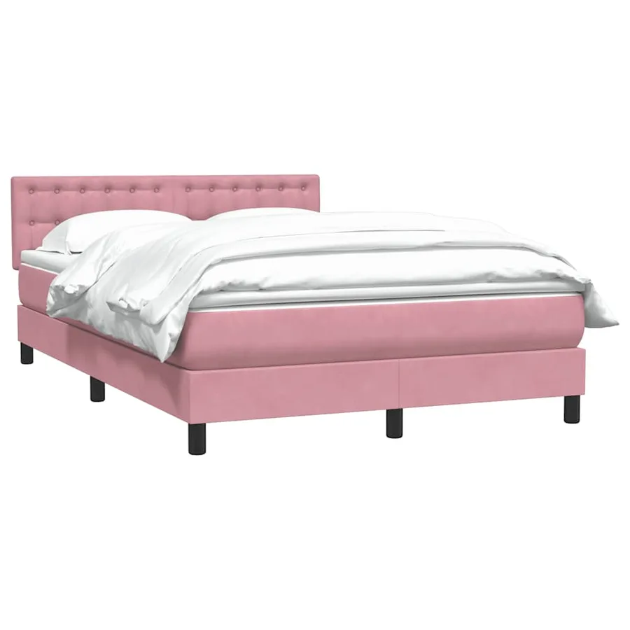 Sommier à lattes de lit avec matelas rose 160x210 cm velours - 3