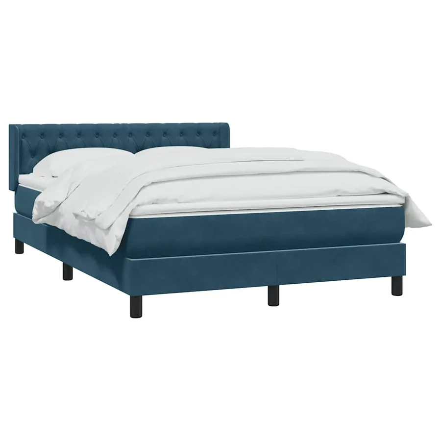 Sommier à lattes de lit et matelas bleu foncé 160x210cm velours - 3